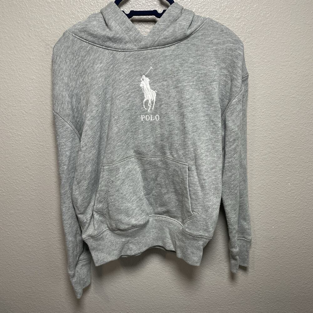 Polo Ralph Lauren Big Pony Gray Cotton Blend Hoodie Youth Sz 7 (S) Sweatshirt